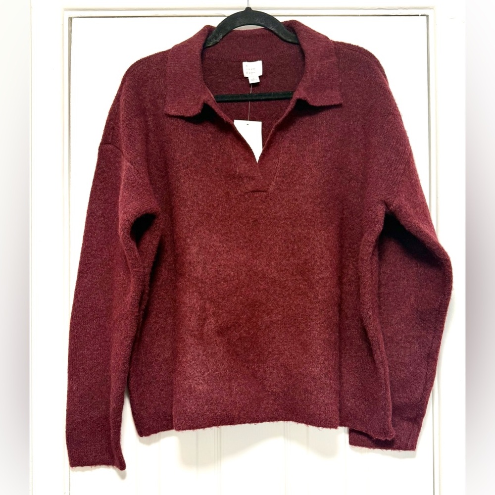 a new day Deep Red V-Neck Sweater